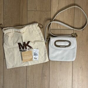 Michael Kors Cream Crossbody Bag with Gold Accents